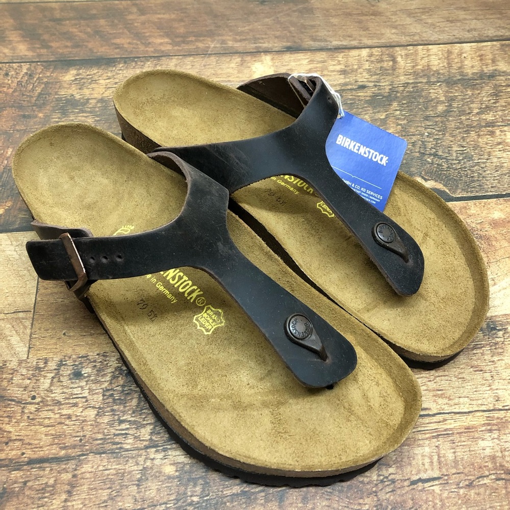 Birkenstock Gizeh Leather Thong Sandals Men’s 13 EU 46 Cork Habana Brown New